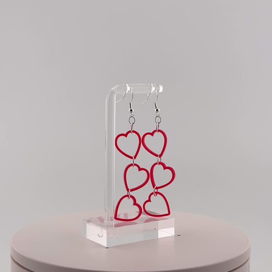 Limited Edition Valentines XTRA SMALL Red Heart String Earrings