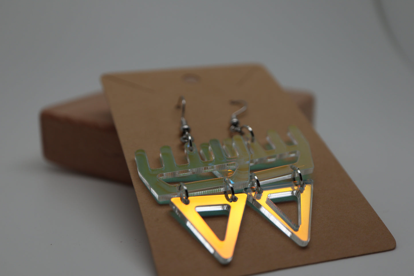 🐾 Iridescent Shimmering səxʷsuxʷ Paw  – Laser-Cut Acrylic Earrings